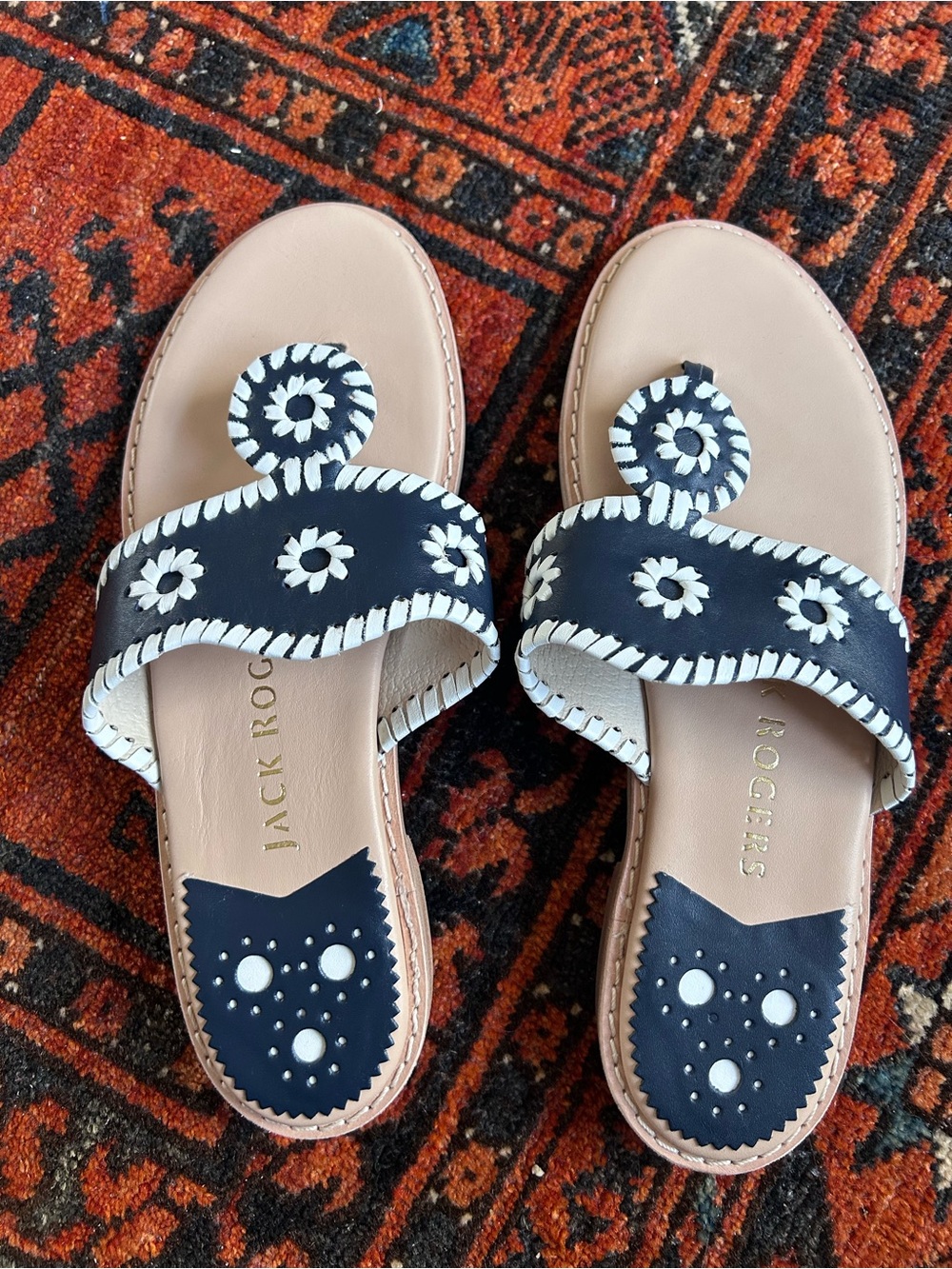 Jack Rogers Women’s Boating Jacks in Navy/White